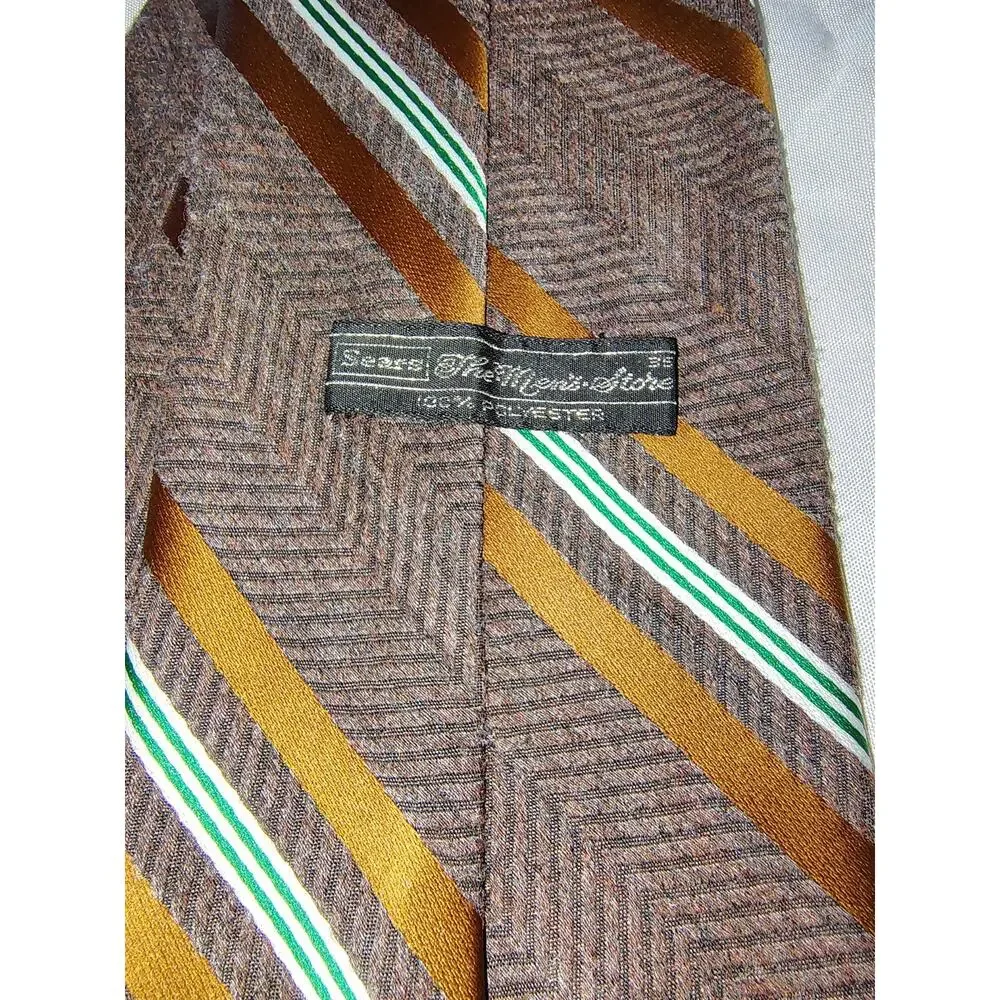 Vintage Knit Brown Stripe Necktie 57